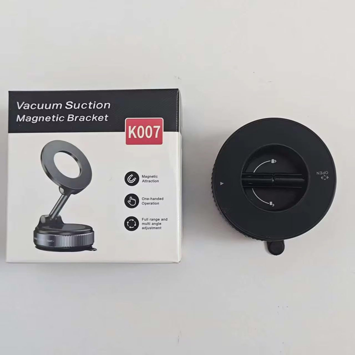 Magnetic Car Phone Mount, Vacuum Suction Cup Dashboard Holder, 360 Rotating, One Hande Operation, Compatible with All Smartphones (K007).