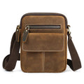 Men’s Genuine Leather Crossbody Bag, Vintage Shoulder Sling Bag with Adjustable Strap, Zipper Pockets, Brown