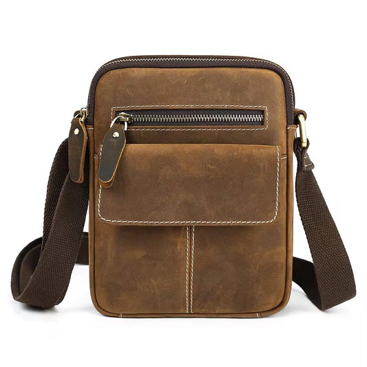 Men's Leather Crossbody Bag – Brown