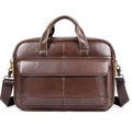 Genuine Leather Business Briefcase for Men, Professional Laptop Work Bag with Shoulder Strap, Black