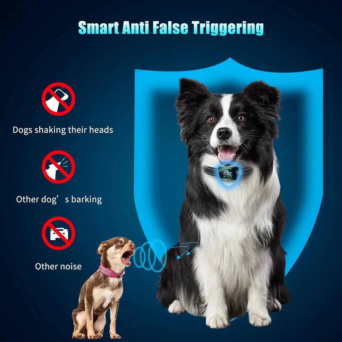 Smart Rechargeable Dog Bark Collar - 3 Mode Electric Shock Anti Barking Collar with LCD Display for Pets