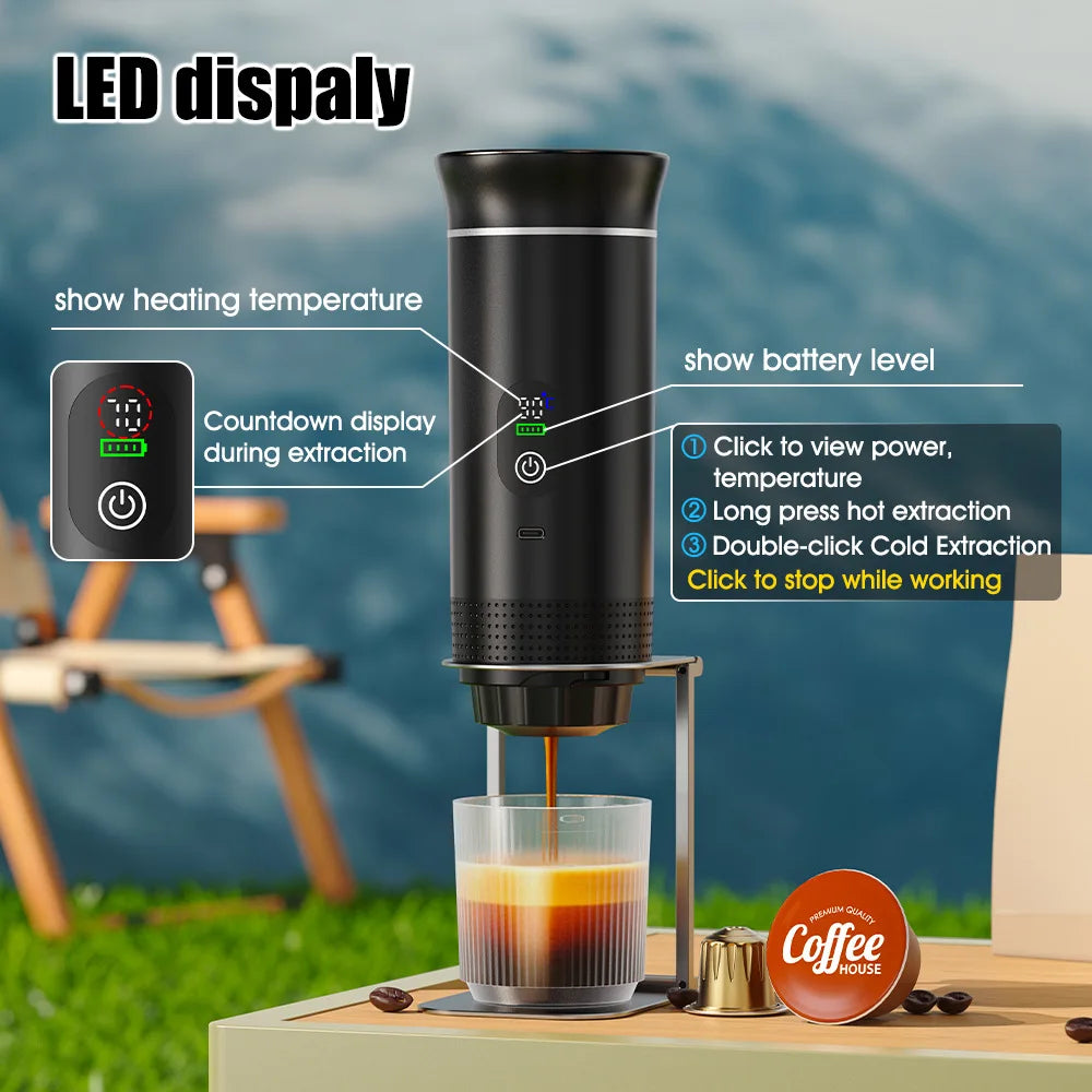 3-in-1 Portable Espresso Maker, Self-Heating Coffee Machine, 20-Bar Pressure