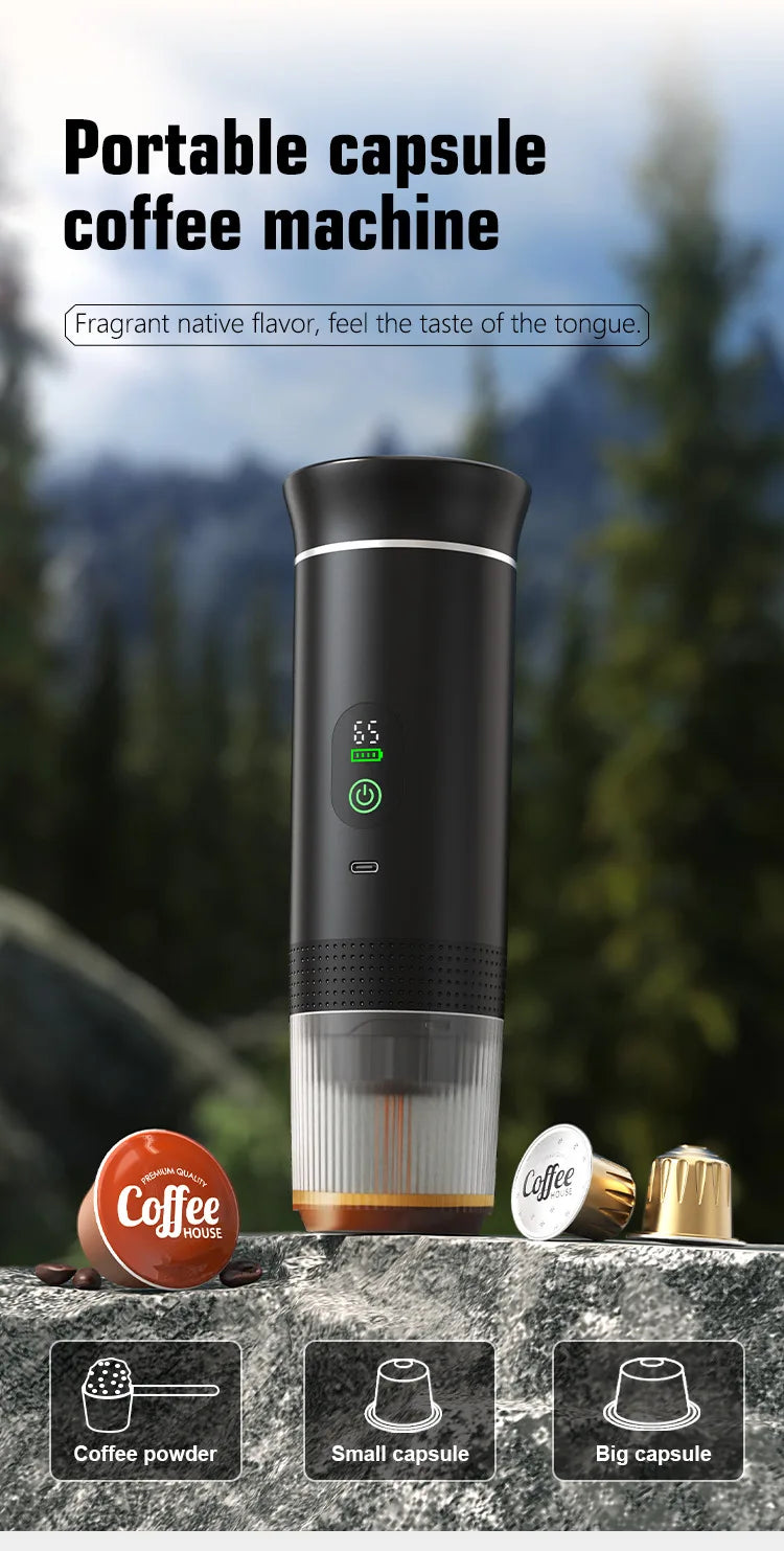 3-in-1 Portable Espresso Maker, Self-Heating Coffee Machine, 20-Bar Pressure